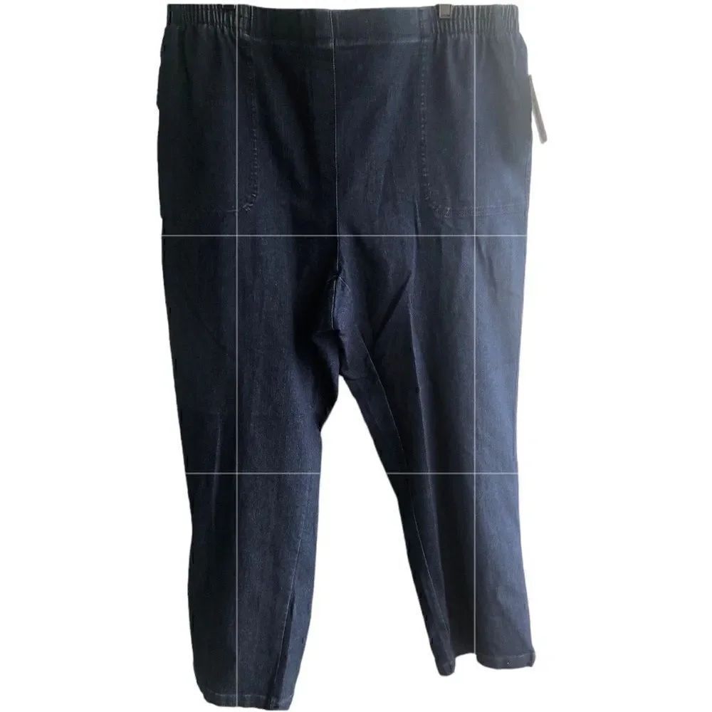 NWT Allison Daley Women’s Blue Denim Pants 4 Pockets Comfy Elastic Waistband